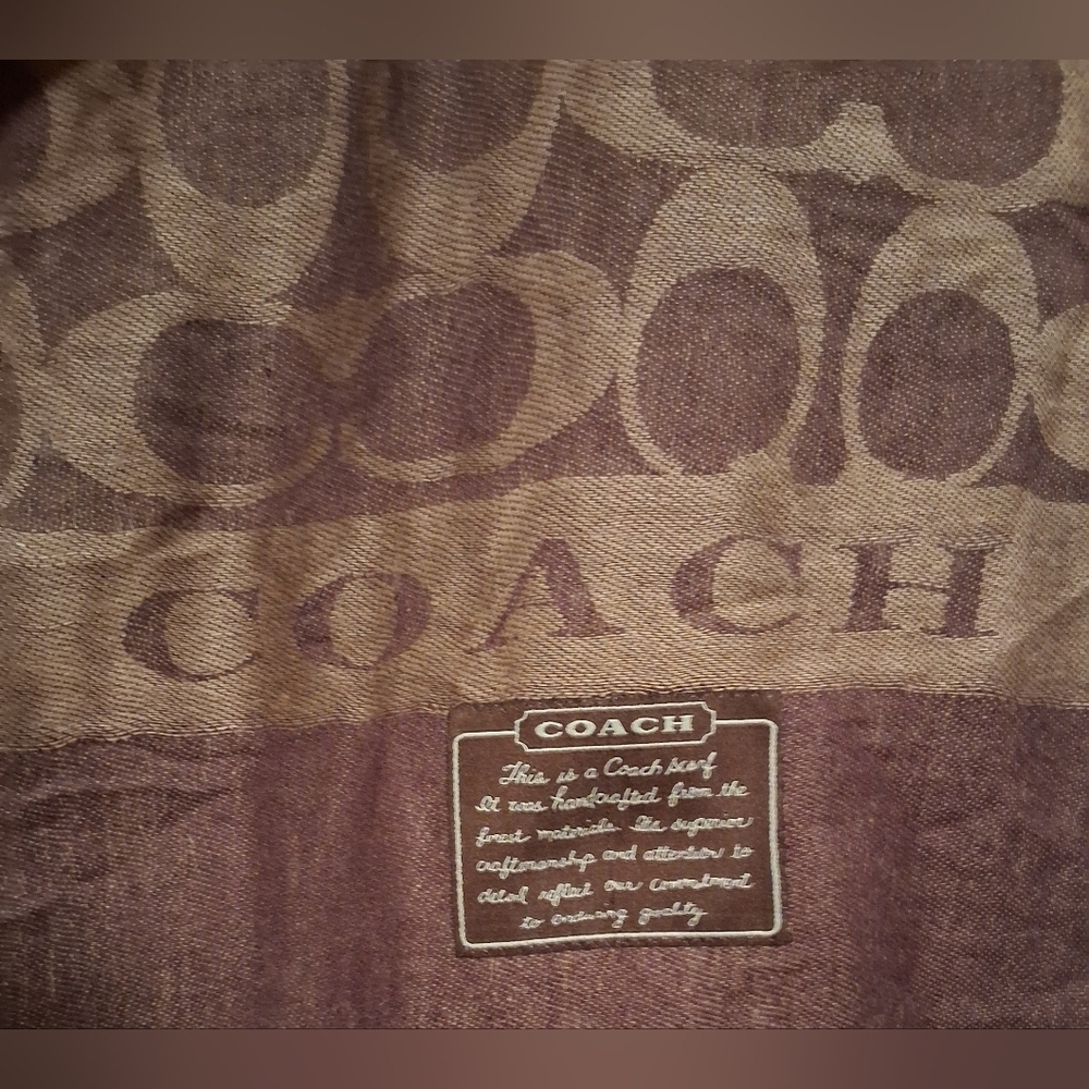 EUC Vintage Y2K Coach Brown & Tan Signature Reversible Merino Wool Scarf Wrap - Picture 9 of 10
